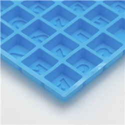 Форма для шоколада Доляна «Алфавит для бенто-тортов», силикон, 50 ячеек, 35×18.5×2 см, синяя