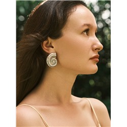 Серьги пластик «Ракушка» крупная, цвет серебро