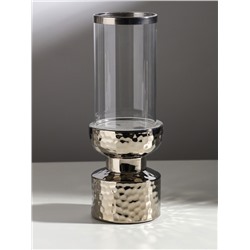 Подсвечник на 1 свечу «Омут», керамика, стекло, d=8 см, серебро, 9.5×9.5×26 см