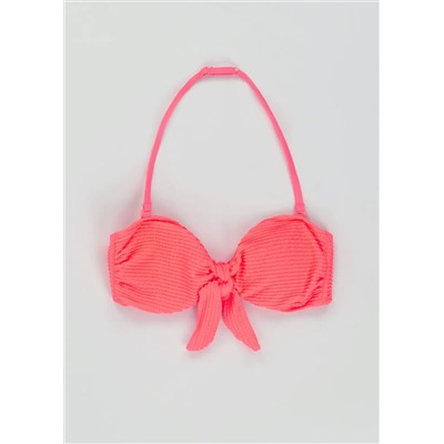 Ribbed Bow Bandeau Bikini Top