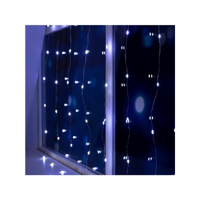 Гирлянда «Занавес» 1 × 1 м роса, IP20, серебристая нить, 100 LED, свечение белое, 12 В