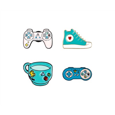 Набор металлических значков MESHU "Gamer's set", эмаль, 4шт