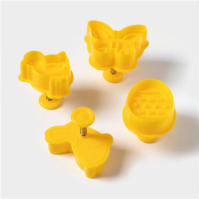 Плунжеры кондитерские Доляна «Пасха», набор 4 шт., 5×5 см, пластик жёлтые