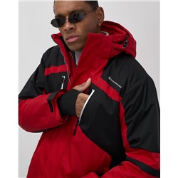 Горнолыжная куртка мужская зимняя красного цвета 7613Kr