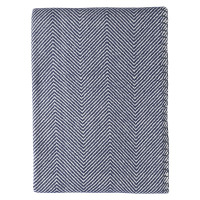 Плед из шерсти мериноса темно-синего цвета из коллекции Essential, 130х180 см