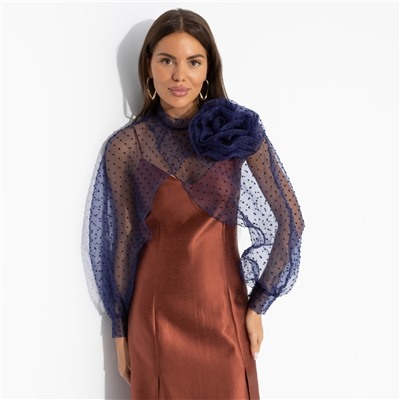 Болеро со съемным декором, Деловой взгляд (синее, с брошкой)