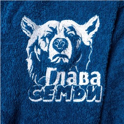 Халат махровый мужской «Глава семьи», размер 52-54, цвет синий