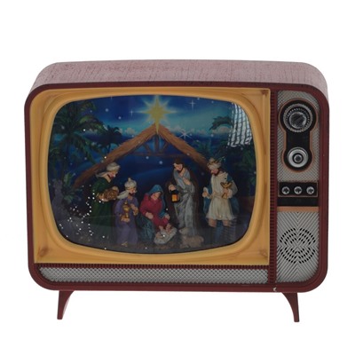 GAEM Изделие декоративное "Телевизор" (подсвет,вьюга,музыка, LR14х3 н/п +USB 100 см), L21 W12 H17 см
