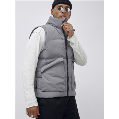Жилет мужской утепленный спортивный серого цвета 15322Sr
