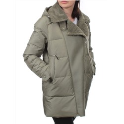 033 GRAY/GREEN Куртка зимняя облегченная женская (холлоффайбер 150 гр., искусственная дубленка)