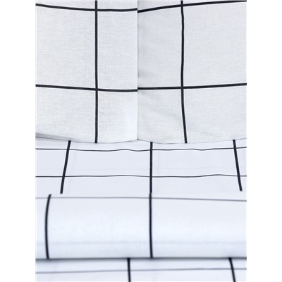 Постельное бельё Этель 2 сп «Клетка», белое, 175×215, 200×220, 50×70-2 штуки, бязь, 125 г/м²