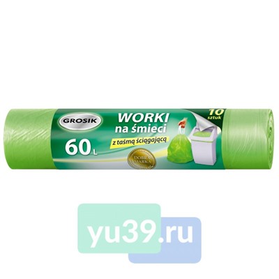 Мешки для мусора Grosik HD с тесьмой, 60 л., 10 шт.