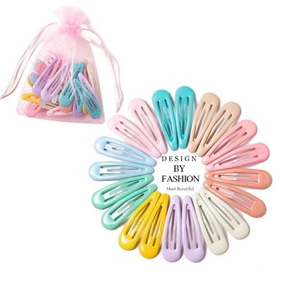 Комплект заколок для волос "клик-клак" в мешочке 20 шт. ЦВЕТНЫЕ