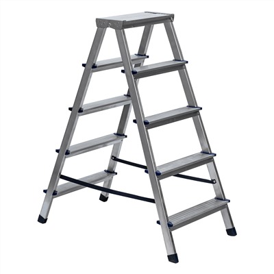 Стремянка двусторонняя 5 ступеней, алюминиевая, Сибртех