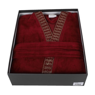 Халат Велюровый Женский (M) Tuğra Bordo Bayan Bornoz Medium - EcoCotton