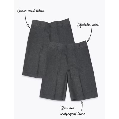2pk Boys' Plus Fit Easy Dressing School Shorts (3-14 Yrs)