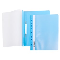 Скоросшиватель А4 пластик с перфорацией Hatber 140/180мкм Голубой AS4_00210/10/Россия