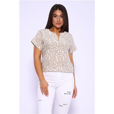 Женская футболка 32743 / леопард бежевый