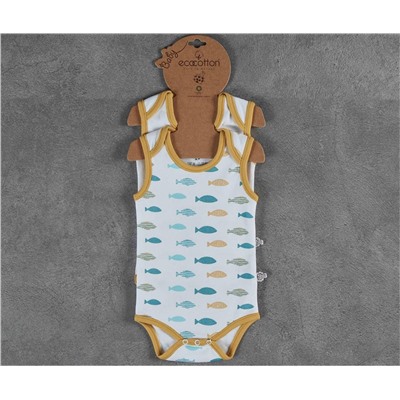 Комбинезончики (2 шт) 6-9 месяцев для Младенцев Dodo Sarı 6-9 Ay Kolsuz Zıbın Seti - EcoCotton