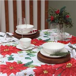 Скатерть новогодняя Доляна «Рождественские цветы» 110×145 см, 100% п/э