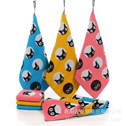 Zhiyang Cartoon round face cat Three-layer gauze square towel Hand towel Manufacturer wholesale kitchen towel