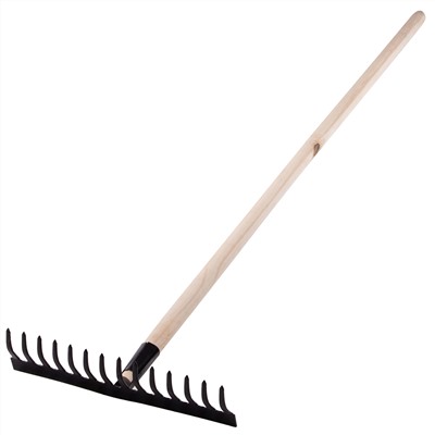 Грабли стальные, 360х1300 мм, 14 прямых зубьев, деревянный черенок, Сибртех