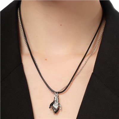 Кулоны парные «Прикосновение», на магните, 52 см, цвет чёрный/серебряный