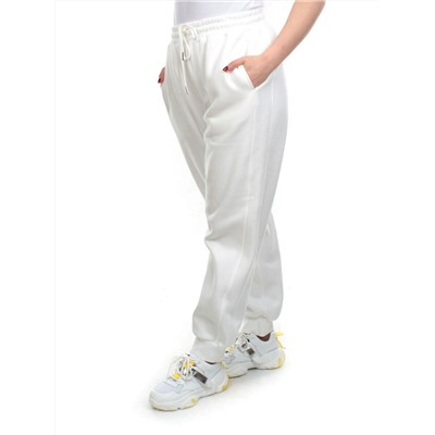 M023 WHITE Брюки спортивные женские на флисе (100% хлопок) 7986
