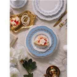 Тарелка глубокая WY Royal blue, 220 мл, d=21.5 см, фарфор, белая, голубая