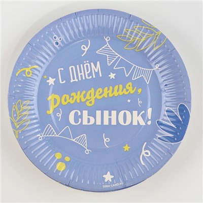 Тарелка одноразовая бумажная «Сынок», 18 см, МИКС