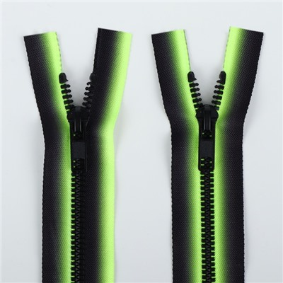 Молния «Трактор», №5, разъёмная, замок автомат, 35 см, зелёная, чёрная