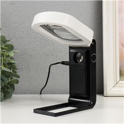 Лампа-лупа х10 ×25 для творчества LEDx24 от 3АAA+ USB линзы d=1 см и 12.5 см 5×8.3×22 см