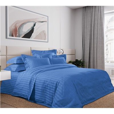 Ткань страйп-сатин / Ультрамарин