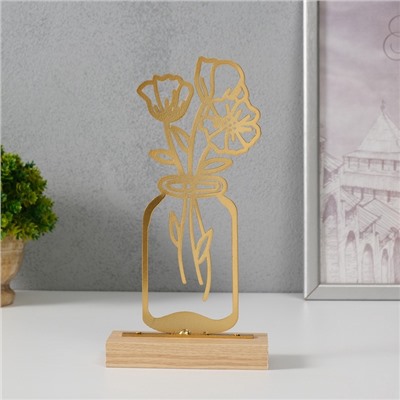 Фигурка металл «Лютики в банке» золото 5×11.5×22 см