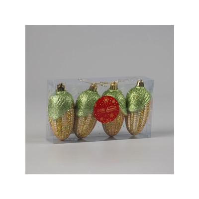 Ёлочные игрушки 4 шт. «Кукуруза» 10×4 см, жёлтый