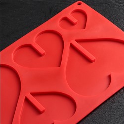 Форма для шоколада 3D Доляна «Сердце», силикон, 17×29 см, 6 ячеек (8,5×6,2 см), цвет МИКС