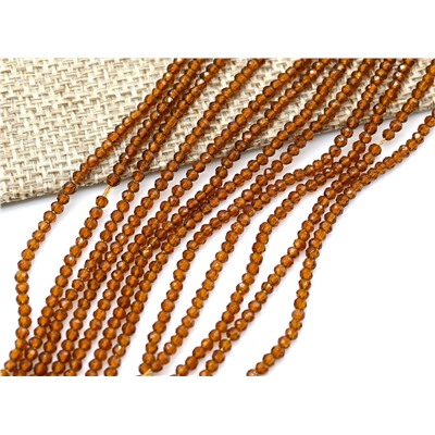 Бусины из шпинели шарик гр.2мм цв.коньячный, 37см, 220 бусин