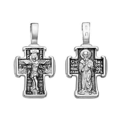 Крест (Свт.Николай) из серебра литье частичное чернение