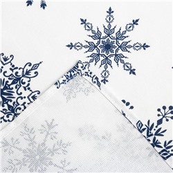 Скатерть новогодняя «Доляна» Синие снежинки 250×146 +/- 3 см, 100% хлопок, 164 г/м²
