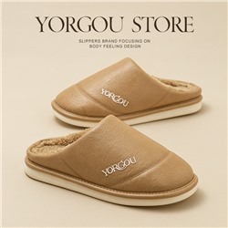 Polyurethane demi-season slippers, non-slip fleece keep warm footwear indoor
