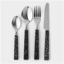 Столовые приборы на подставке «Мрамор чёрный», 24 предмета, толщина 1.2 мм, нержавеющая сталь