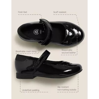 Kids' Leather Riptape School Shoes (8 Small - 1 Large)