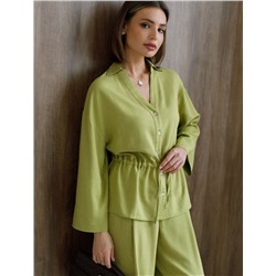 Свободная блузка с кулиской на талии изо льна с вискозой