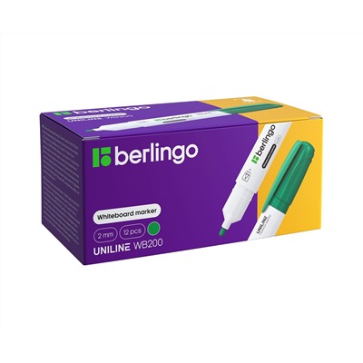 Маркер для белых досок Berlingo "Uniline WB200" зеленый, пулевидный, 2мм