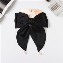 Заколка - автомат для волос «Джулия», двойной бант, 18×15 см, чёрная