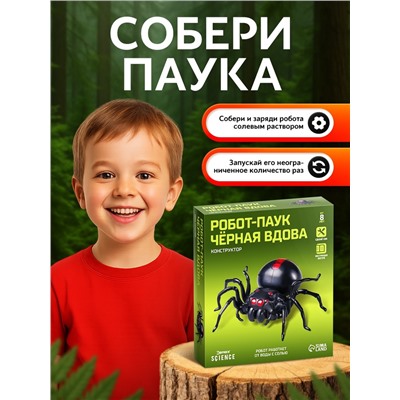 Робот паук «Чёрная вдова» Эврики, конструктор, 43 детали, на воде с солью