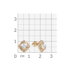 Серьги с фианитом позолоченные серебро 925*