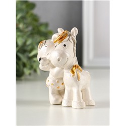 Фигурка гипс «Мишка с лошадкой», 9×7×6 см, перламутр
