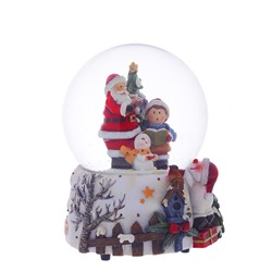 GAEM Фигурка декор в стекл шаре "Дед Мороз приехал" (муз с ключ), D9 см, L11 W11 H15,5 см
