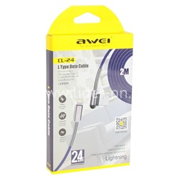 USB кабель для iPhone 5/6/6Plus/7/7Plus 8 pin 2.0 м AWEI CL-24 текстильный (синий)
